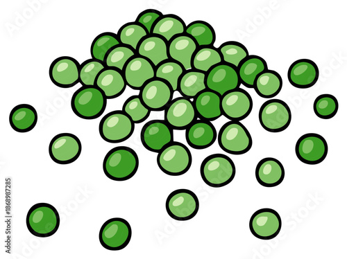Simple cartoon illustration of a large pile of fresh green peas