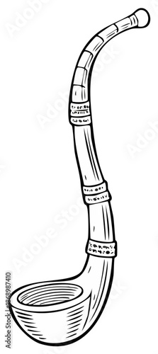 Illustration of Antique Smoking Pipe with Curved Stem for Traditional Use