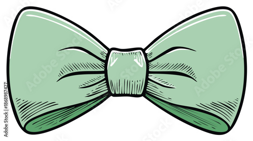 Vintage style illustration of an elegant light green formal bow tie accessory