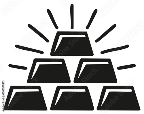 Gold Bars Stacked Shining Wealth Vector Illustration Graphics Icon for Finance
