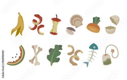 生ごみのイラストセット｜食品廃棄物・コンポスト・エコを表現したイラスト素材