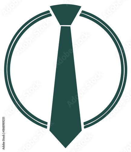Green Tie Icon within a Circle Design Element