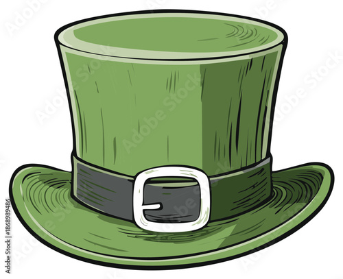 Cartoon Green Leprechaun Top Hat for St Patricks Day Celebration
