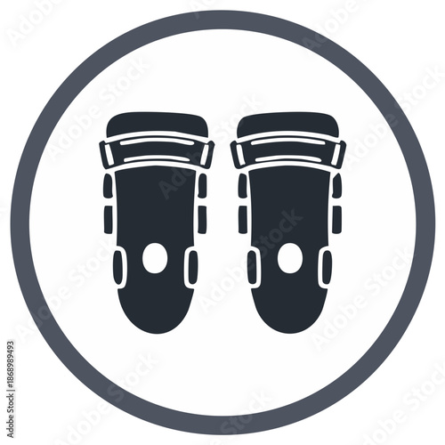 Protective knee pads illustration inside of a circle graphic in minimal vector style