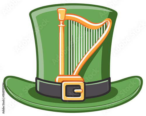 St Patricks Day green hat adorned with a golden harp symbolizes Irish culture and festive celebrations