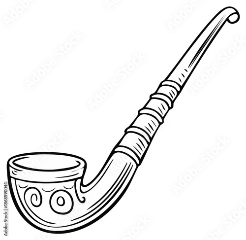 Vintage smoking pipe cartoon illustration black and white