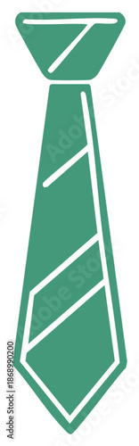 Stylized Green Tie with Geometric White Lines, Formal Wear Accessory, Men's Neckwear