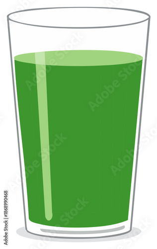Healthy green juice or smoothie in a clear drinking glass vector illustration