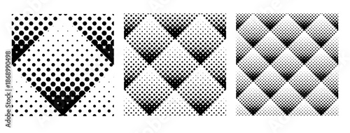 Geometric Tile Halftone Seamless Pattern Vector Illustration