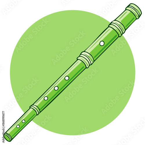 Bright green musical wind instrument cartoon style vector illustration on a vibrant background