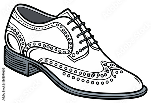 Classic Wingtip Brogue Shoe with Decorative Perforations and Laces