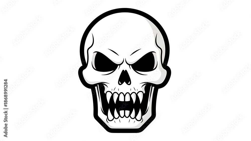 Fototapeta premium Black and White Skull Graphic Illustration.