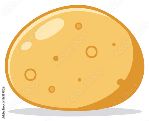 Cartoon illustration of a potato with light and shadow effect.
