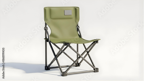 Foldable Outdoor Chair Isolated on White Background - Foldable outdoor chair isolated on white background, representing portable seating, outdoor work, and field activity support.