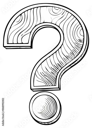 Question Mark Symbol with Wood Grain Texture Illustration