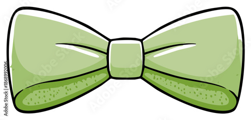 Stylish green bow tie cartoon illustration. Classic formal neckwear accessory.
