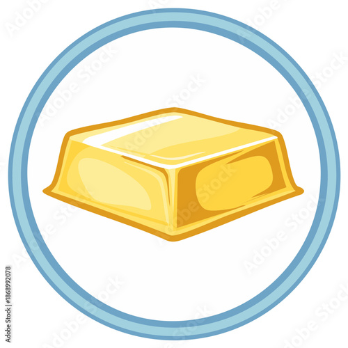 Golden bar icon stylized illustration with blue circle outline