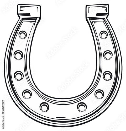 Classic Metal Horseshoe Symbol for Good Luck and Equestrian Activities