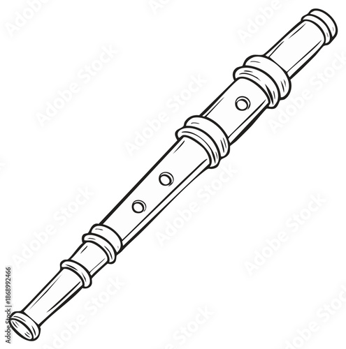 Historical Recorder Woodwind Musical Instrument Line Art