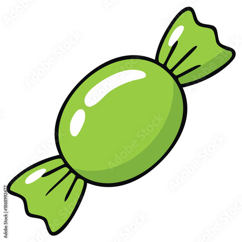Green candy illustration with bright wrappers and bold outline