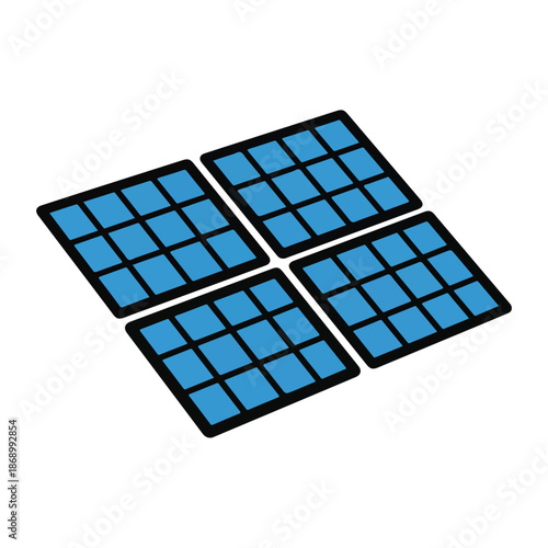 3d rendered illustration of a mobile smartphone on an abstract blue background featuring a square grid pattern and solar panel tile textures for a modern energy technology business concept