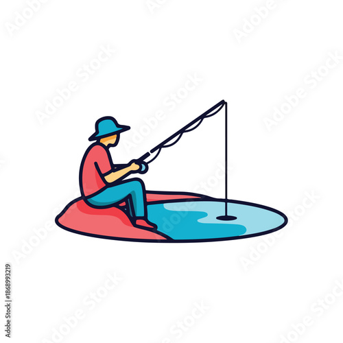 Vector illustration of a cartoon ice hockey player, a man on a boat, and a man on a kayak enjoying winter and summer water sports activity by the sea and snow