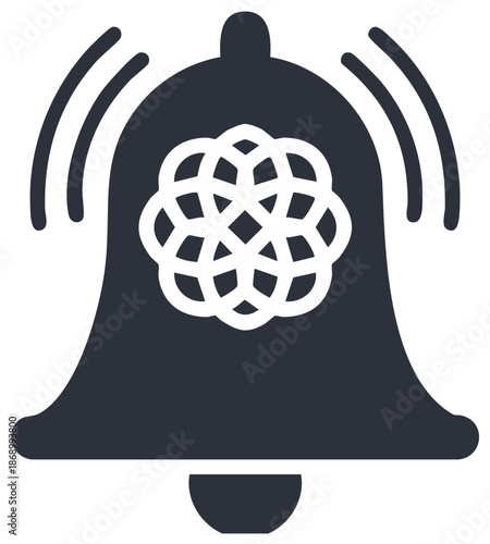 Ringing Bell Icon with Geometric Celtic Knot for Notification or Alert