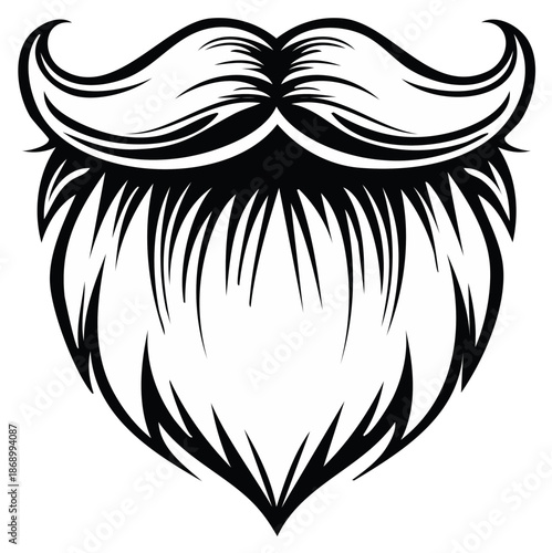 Stylish Beard and Moustache Graphic Icon Masculine Manliness Facial Hair Ornament Vector