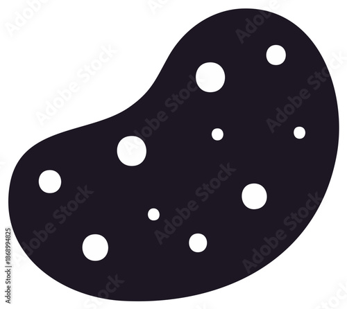 Stylized Potato Vector Illustration - Silhouette of Food with Eyes, Dark Food Item