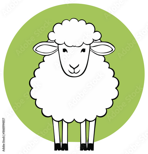 Cartoon illustration of a sheep inside a green circle