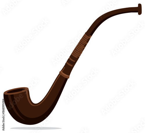 Illustration of a Curved Tobacco Pipe with Decorative Elements