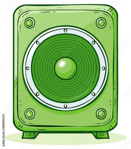 Cartoon Green Audio Speaker with Round Bass and Loud Sound Capability