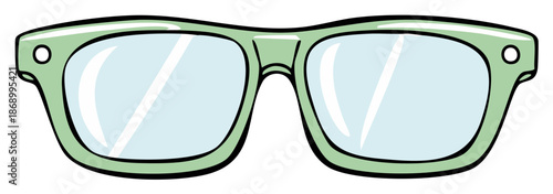 Simple Cartoon Illustration of Light Green Eyeglasses