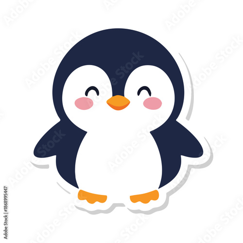 Happy and cute cartoon penguin with rosy cheeks and a big smile