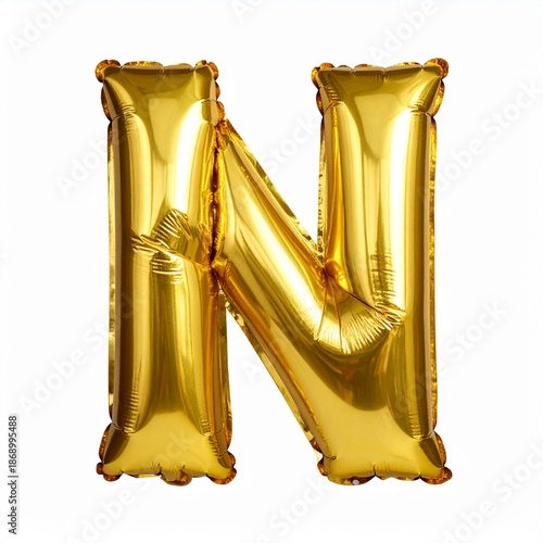 Golden N Balloon: A gleaming, golden balloon shaped like the letter N, perfect for celebrations or events, exuding an air of elegance.
