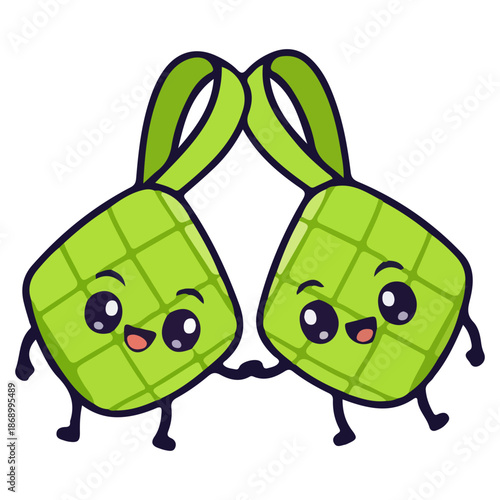 Cute Ketupat Cartoon Characters