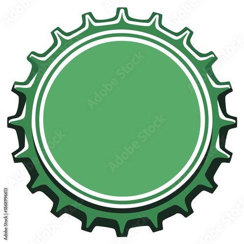 Green bottle cap isolated on white, graphic illustration