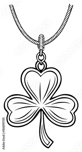 Elegant Shamrock Pendant Necklace Line Art Jewelry St Patrick's Day