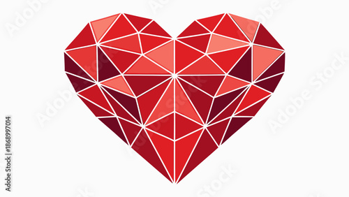 Modern Red Geometric Heart Love Symbol Abstract Design with vector illustration