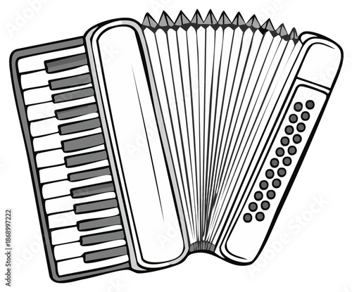 Classic Piano Accordion Musical Instrument Vector Illustration