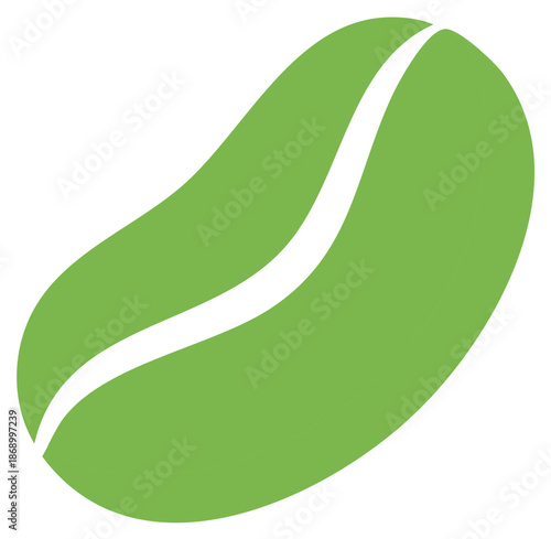 Green Coffee Bean Icon with White Split