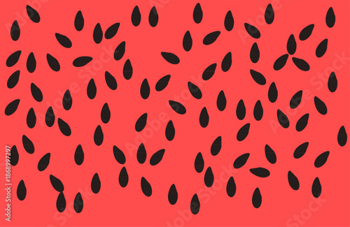 Seamless vector background with scattered watermelon seeds, summer fruit pattern, playful and fresh design, digital illustration, colorful and minimal style