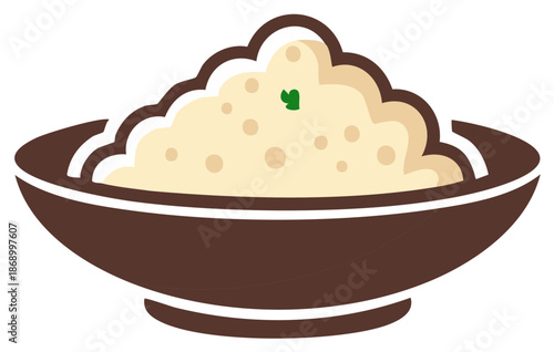 Bowl of creamy mashed potatoes vector graphic for food design illustration