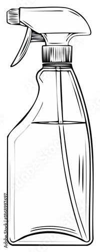 Line art illustration of a cleaning spray bottle.