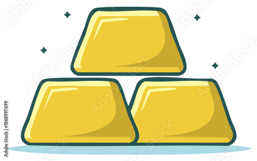 Shiny Gold Bars Stacked in a Pile with Sparkles, Suggesting Wealth, Success, and Financial Security in Gold Investment