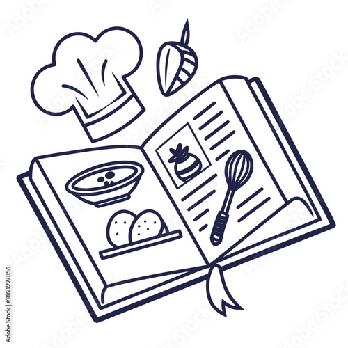 Recipe Book UI Icon Line Vector White Background