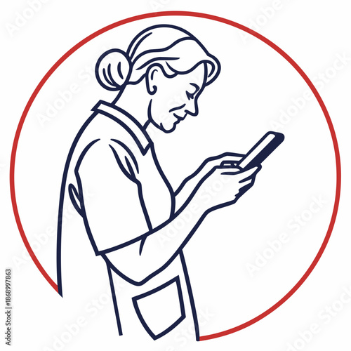 Remote Caregiver Support Icon Line Vector White Background