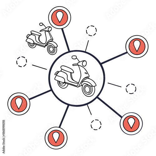 Scooter Fleet Management Icon - Outline Vector