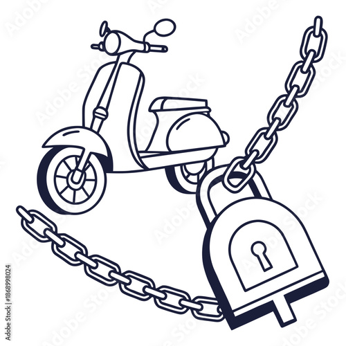 Scooter Anti-Theft System Icon - Outline Vector