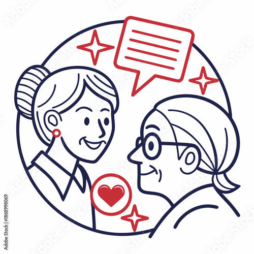 Senior Community Platform Icon - Line Vector